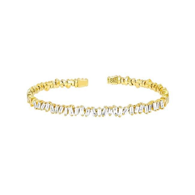 Suzanne Kalan 18k Gold and Diamond Classic Fireworks Flexible Bangle Bracelet