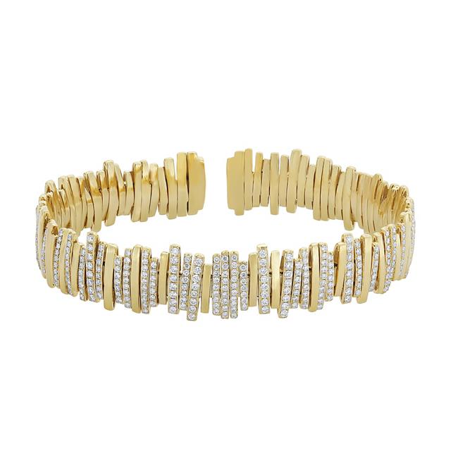 Suzanne Kalan 18k Yellow Gold Pave Diamond Bangle Bracelet