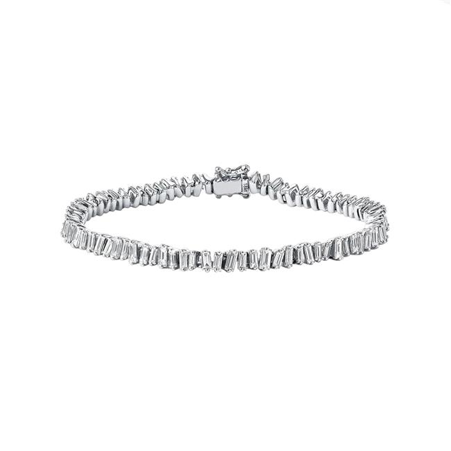 Suzanne Kalan 18k White Gold Diamond Fireworks Tennis Bracelet