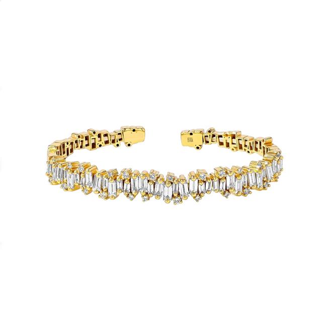Suzanne Kalan 18k Yellow Gold Diamond Fireworks Bangle Bracelet