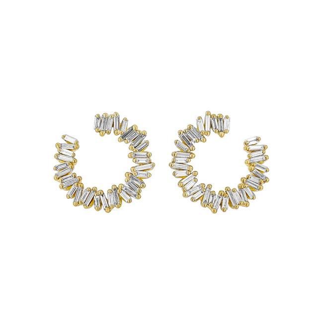 Suzanne Kalan 18k Yellow Gold Diamond Firework Spiral Hoop Earrings