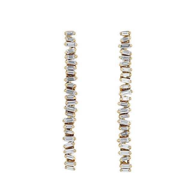 Suzanne Kalan 18k Yellow Gold and Diamond Baby Tennis Earrings