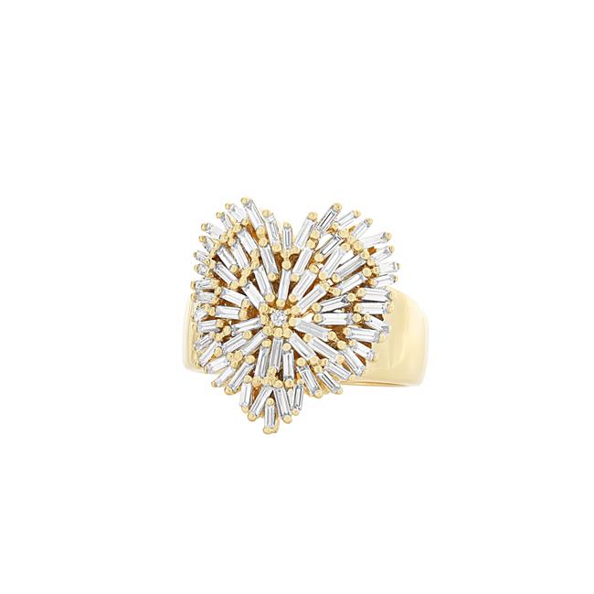 Suzanne Kalan 18k Yellow Gold Diamond Heart Ring