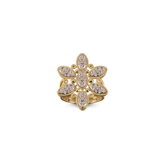 Buccellati Maria 18k Two Tone Diamond Oval Flower Ring