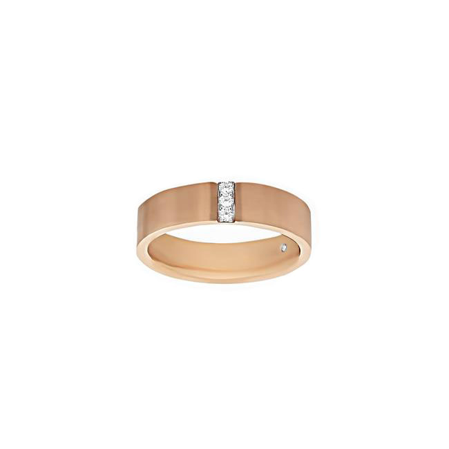Henri Daussi 14k Rose Gold Round Diamond Ring