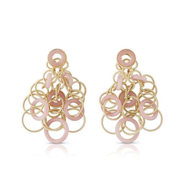 Buccellati Hawaii Color 18k Yellow Gold Pink Opal Earrings