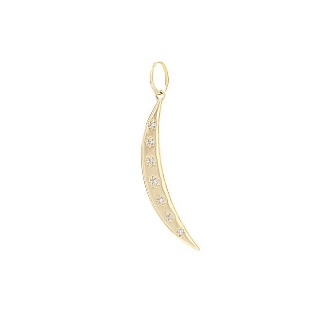 London Collection 14k Yellow Gold Diamond Crescent Moon Pendant