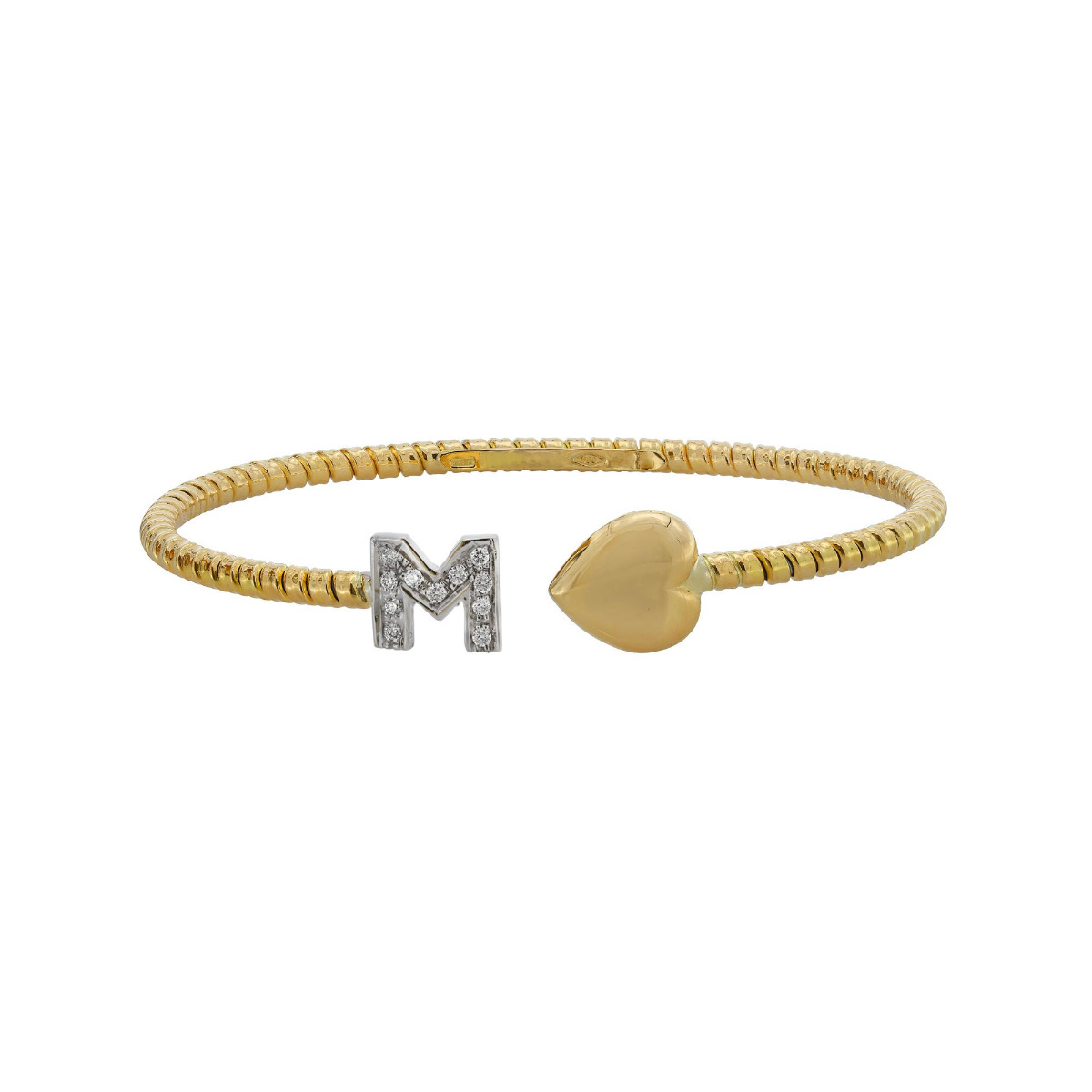 London Collection 18k Diamond "M" and Heart Cuff Bracelet