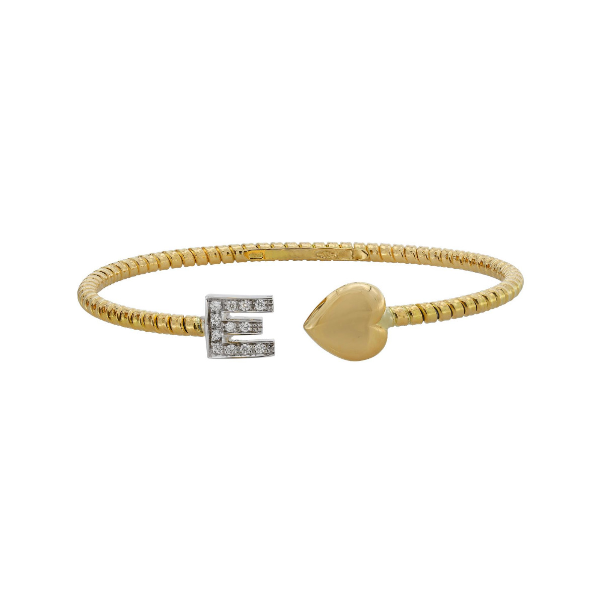London Collection 18k Diamond "E"  and Heart Cuff Bracelet