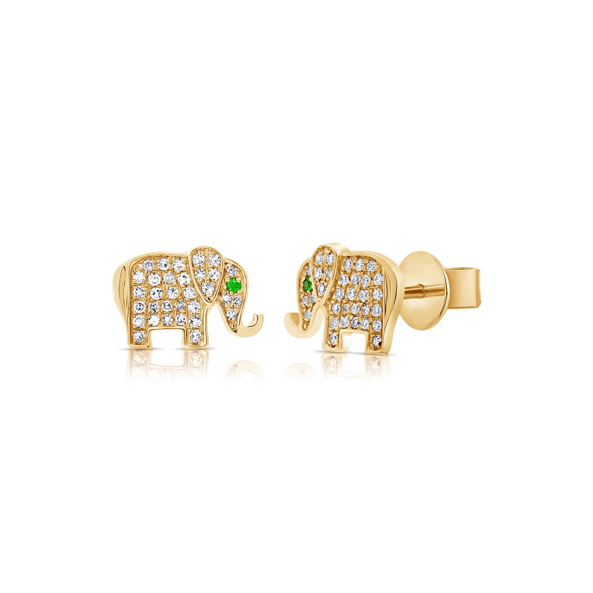 London Collection 14k Diamond Elephant Stud Earrings