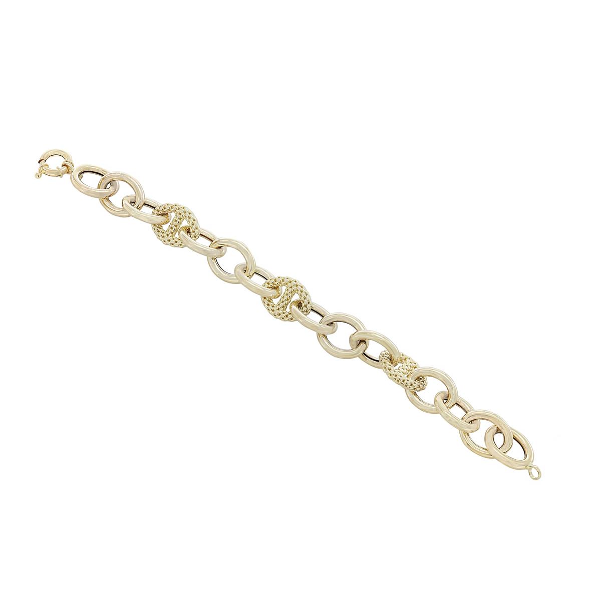 London Collection 14k Yellow Gold Smooth and Box Chain Link Bracelet