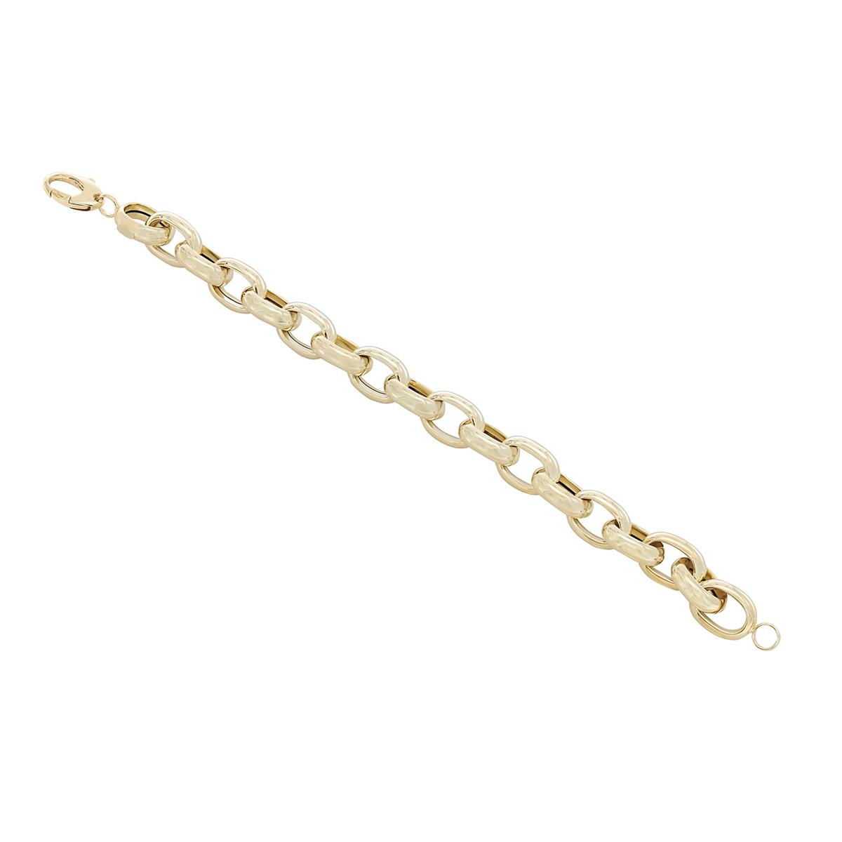 London Collection 14k Yellow Gold Thick Rolo Link Chain Bracelet