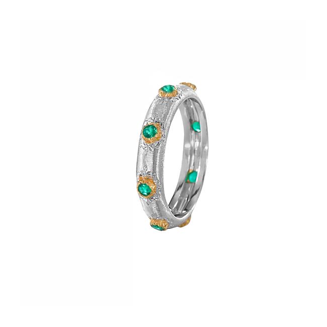 Buccellati Marci Positano Eternelle 18k Two Tone Emerald Ring