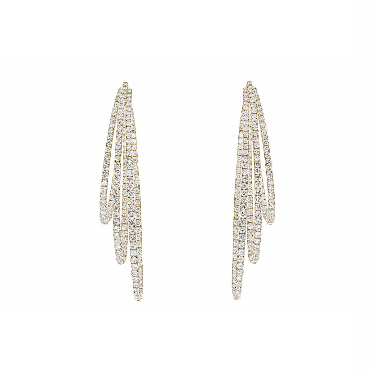 London Collection 18k Yellow Gold Pave Diamond Triple Teardrop Earrings