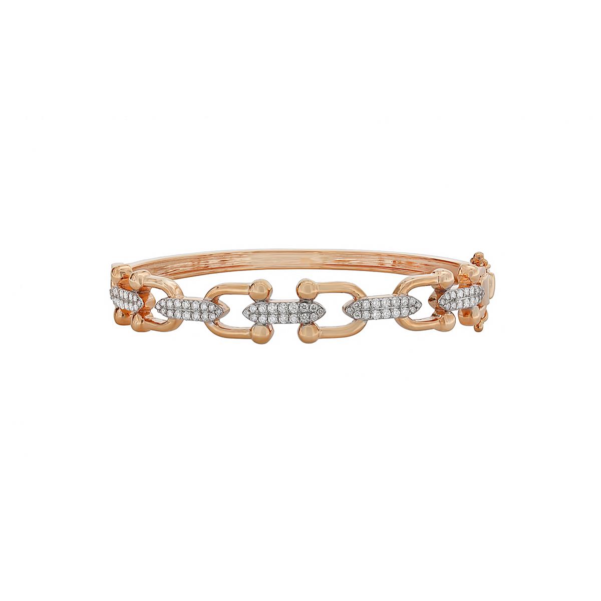 London Collection 14k Gold Diamond Link Bangle