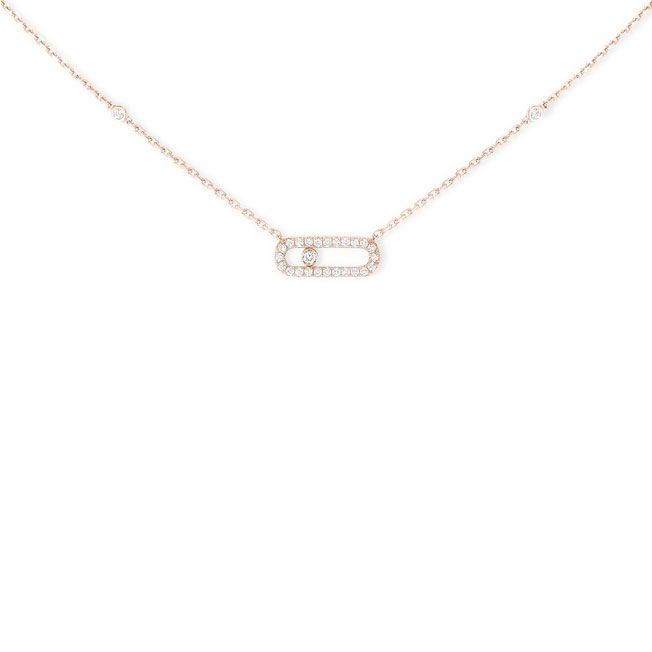 Messika Move Uno Rose Gold Pave Diamond Necklace