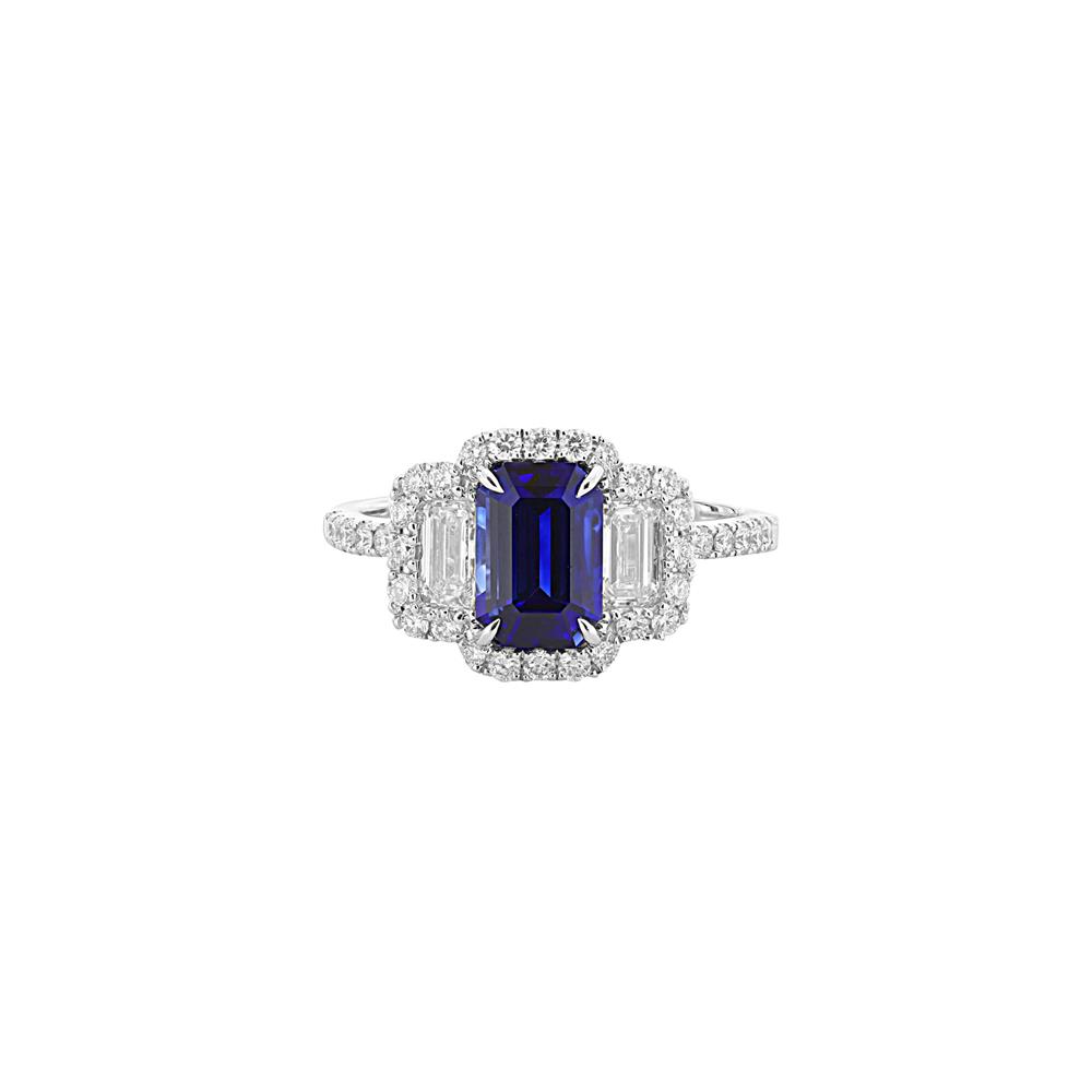 London Collection 18k Sapphire and Diamond 3 Stone Ring