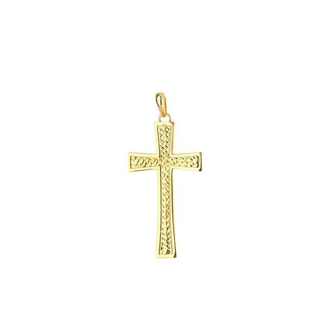 London Collection 14k Yellow Gold Diamond Cut Cross Pendant