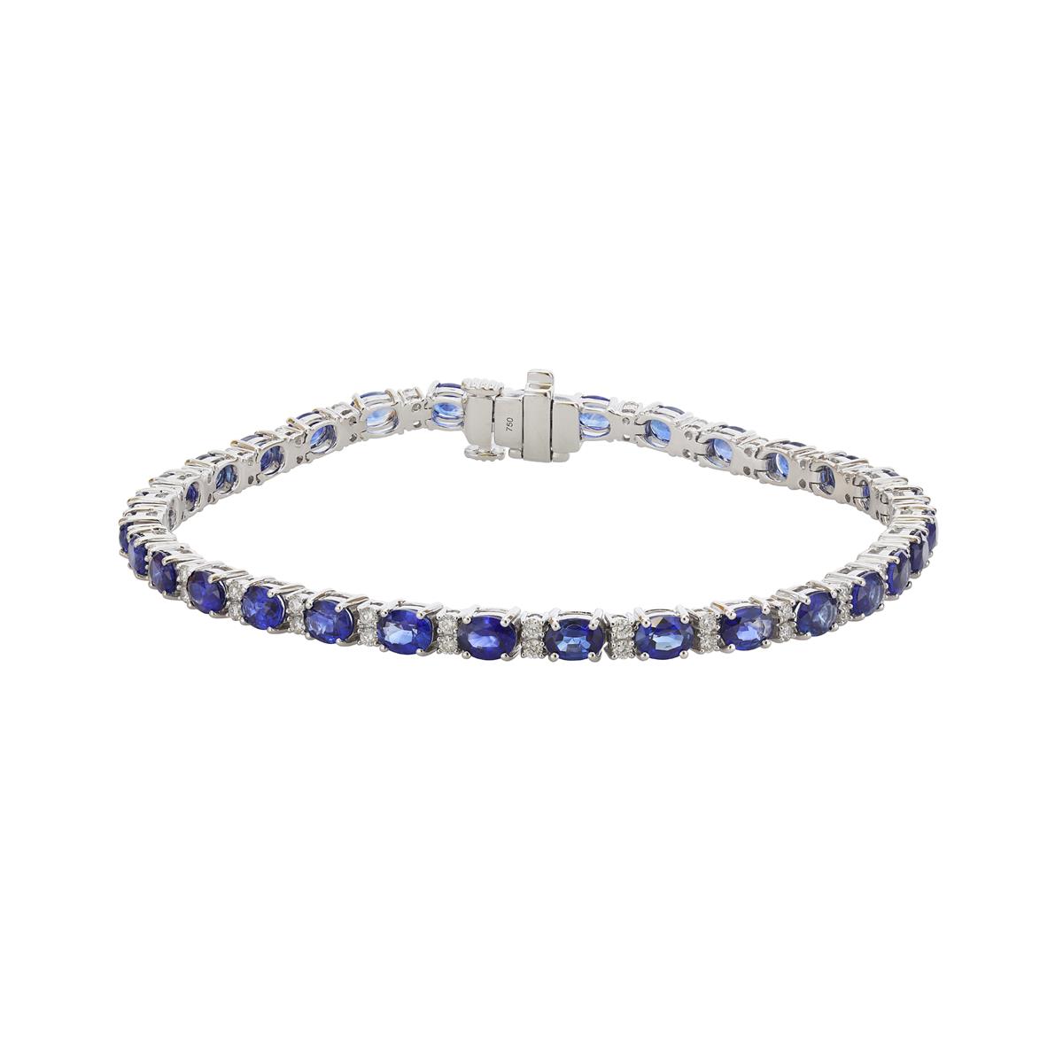 London Collection 18k White Gold Diamond And Gemstone Alternating Tennis Bracelet