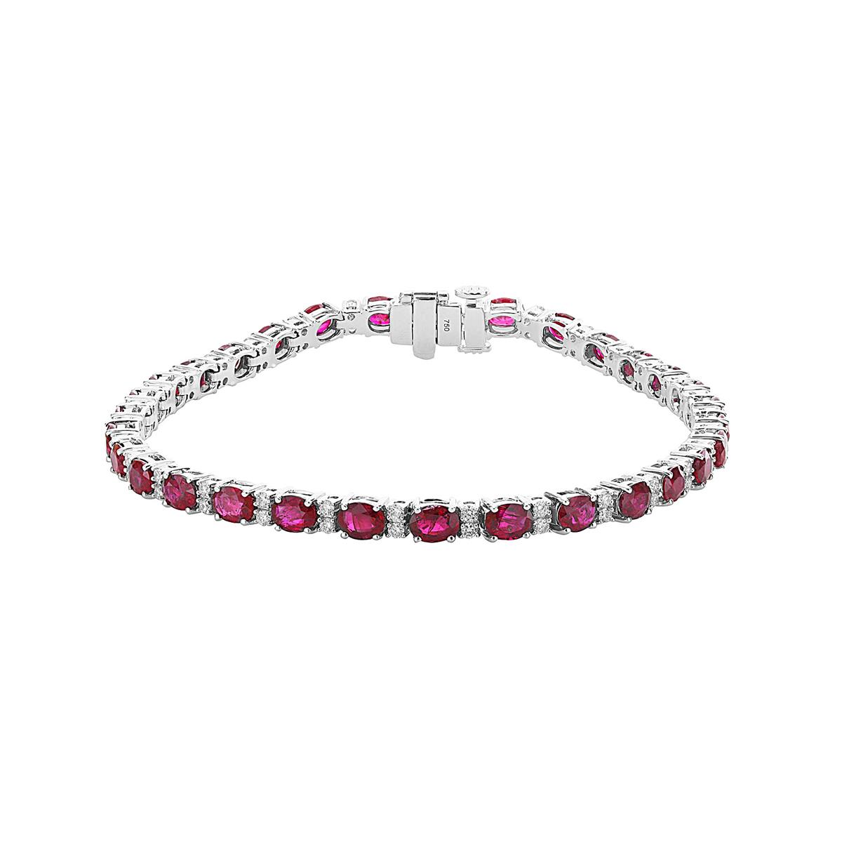 London Collection 18k White Gold Diamond And Gemstone Alternating Tennis Bracelet