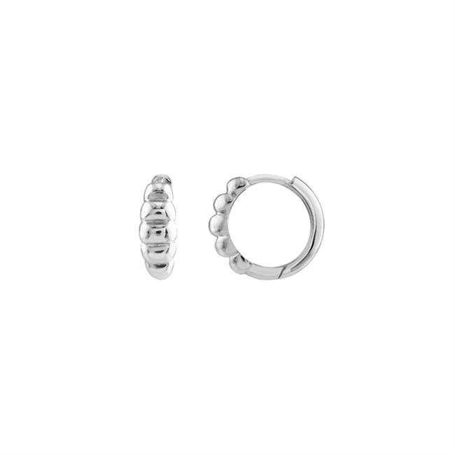 London Collection 14k White Gold Polished Puff Hoop Earrings