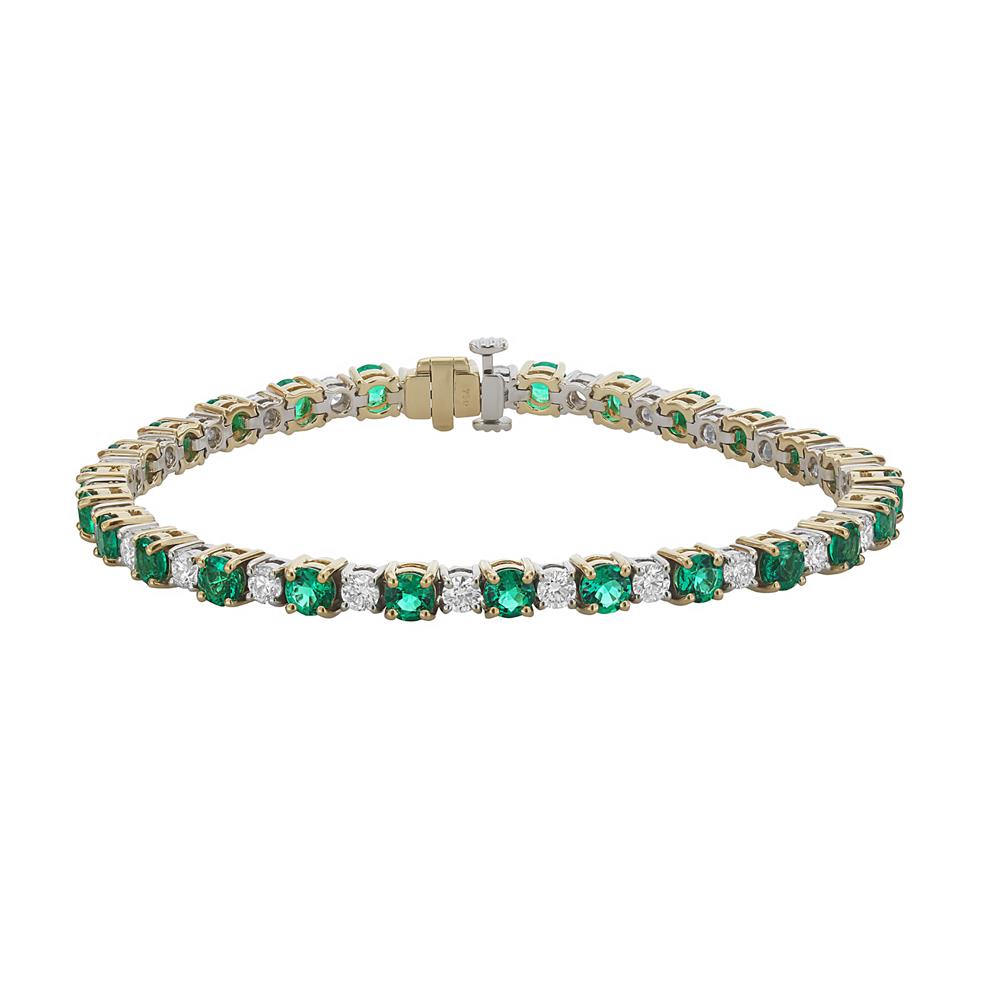 London Collection Yellow and White Gold Diamond and Emerald Bracelet