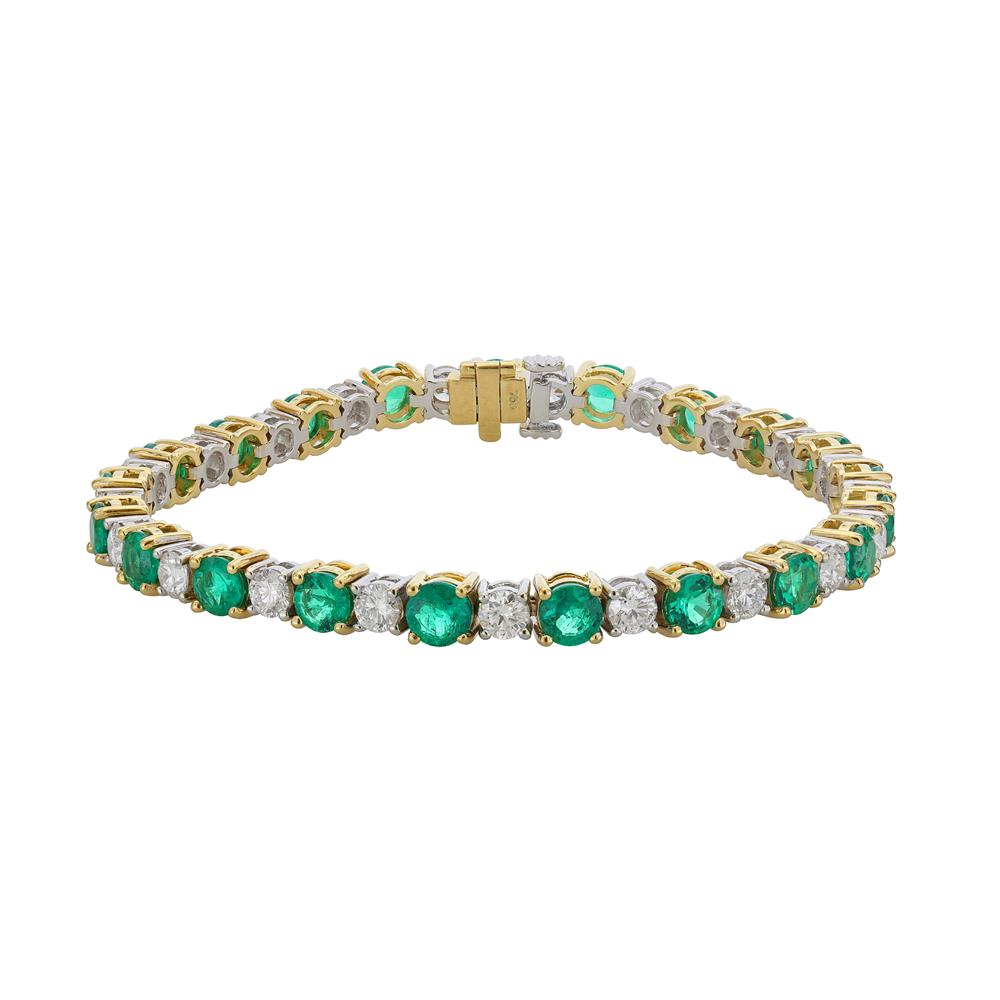 London Collection 18k Yellow and White Gold Diamond and Emerald Bracelet