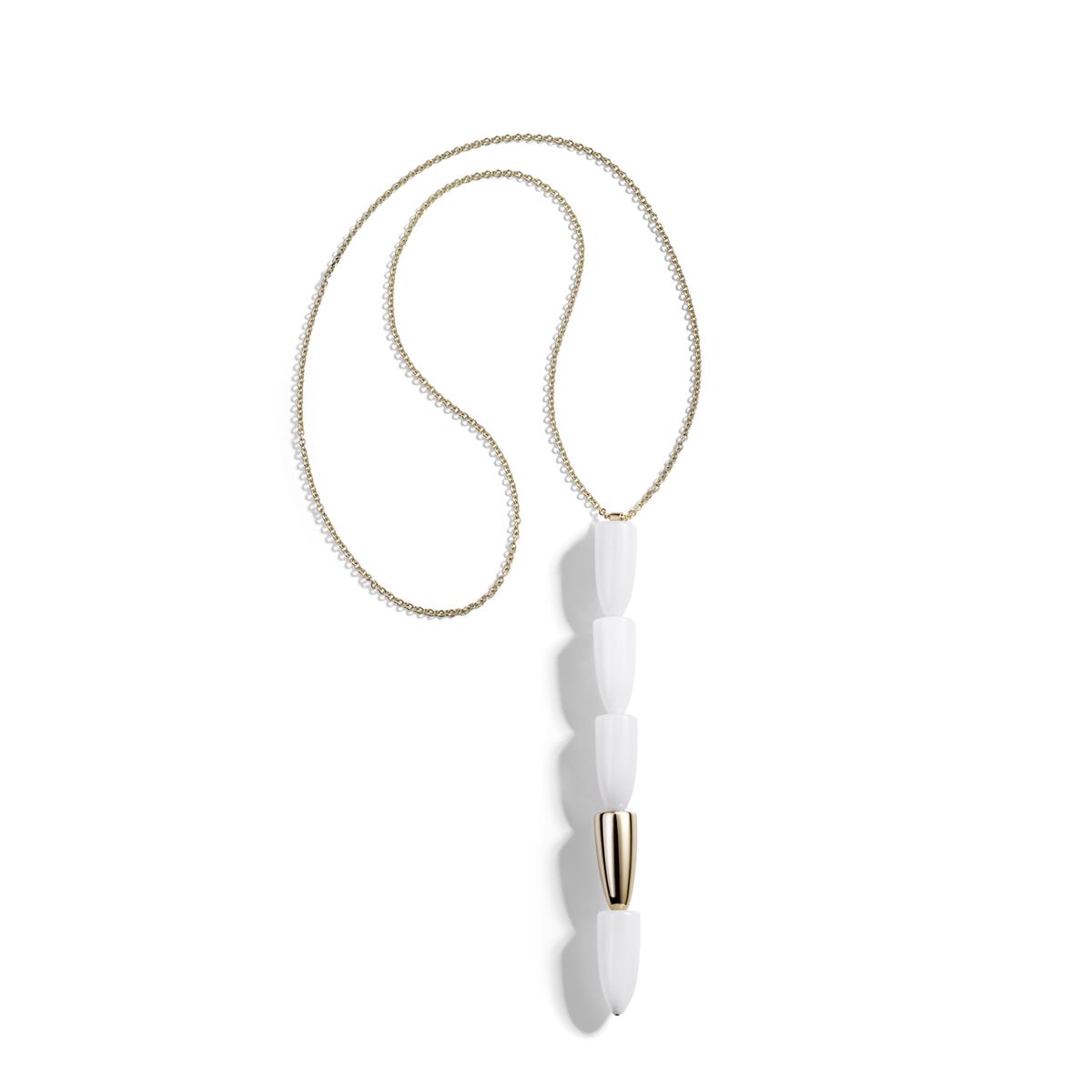 Vhernier Calla 18k Rose Gold White Agate Pendant Necklace