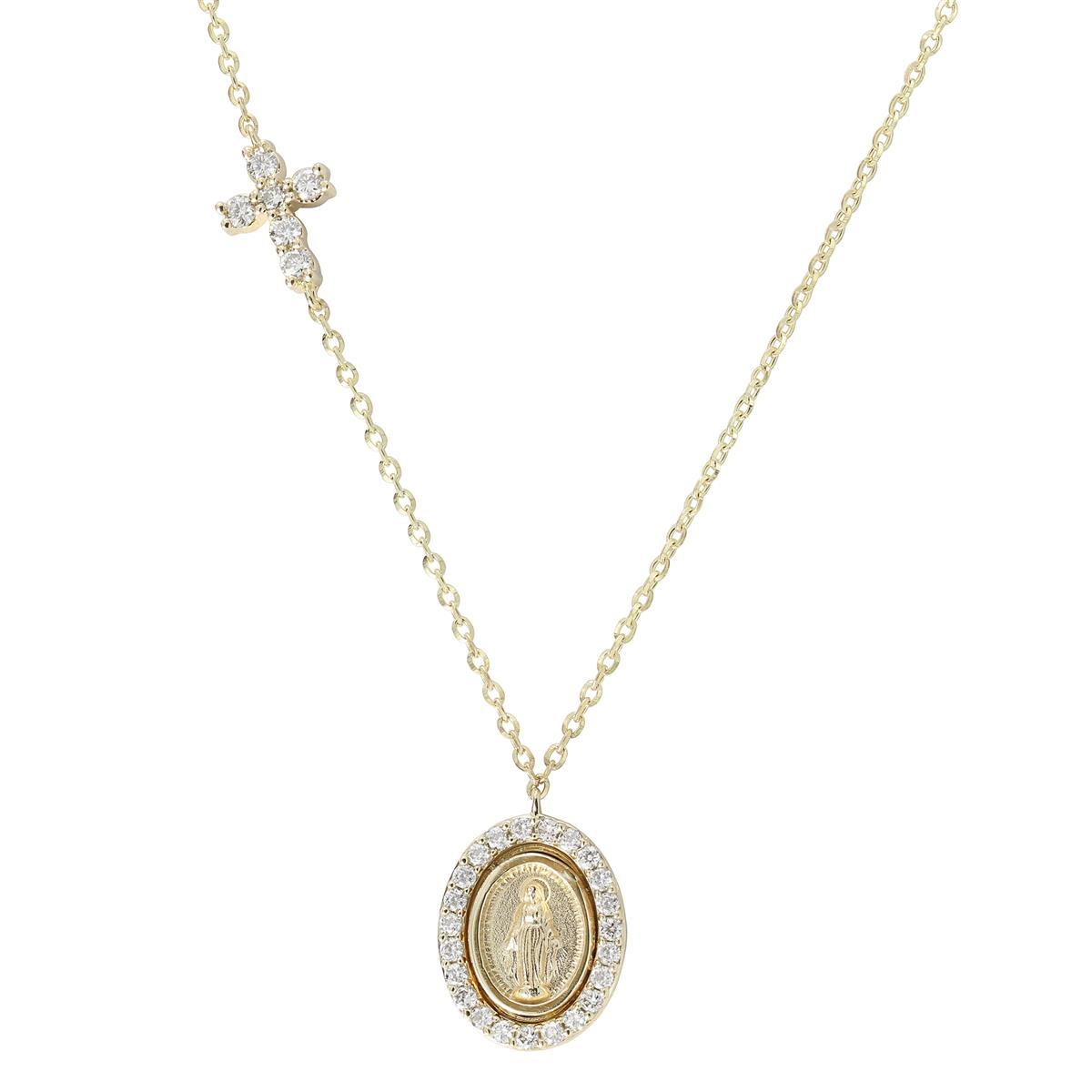 London Collection 14k Diamond Cross and Medallion Necklace