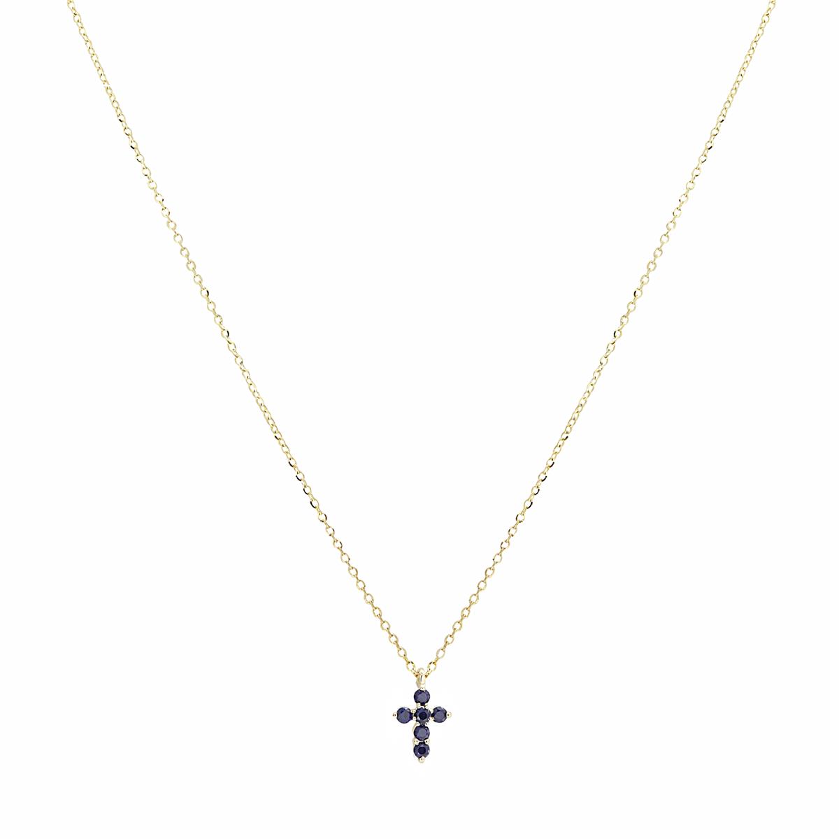 London Collection 14k Yellow Gold Gemstone Cross Pendant Necklace
