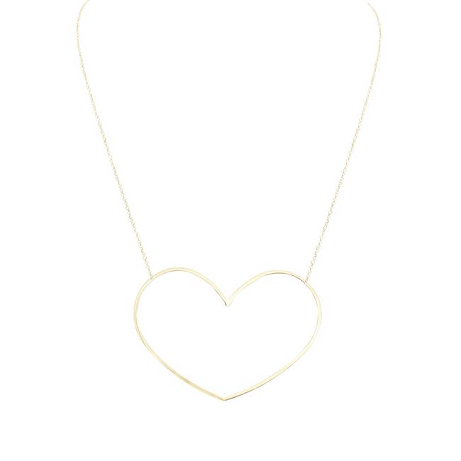 London Collection 14k Yellow Gold Extra Large Open Heart Necklace