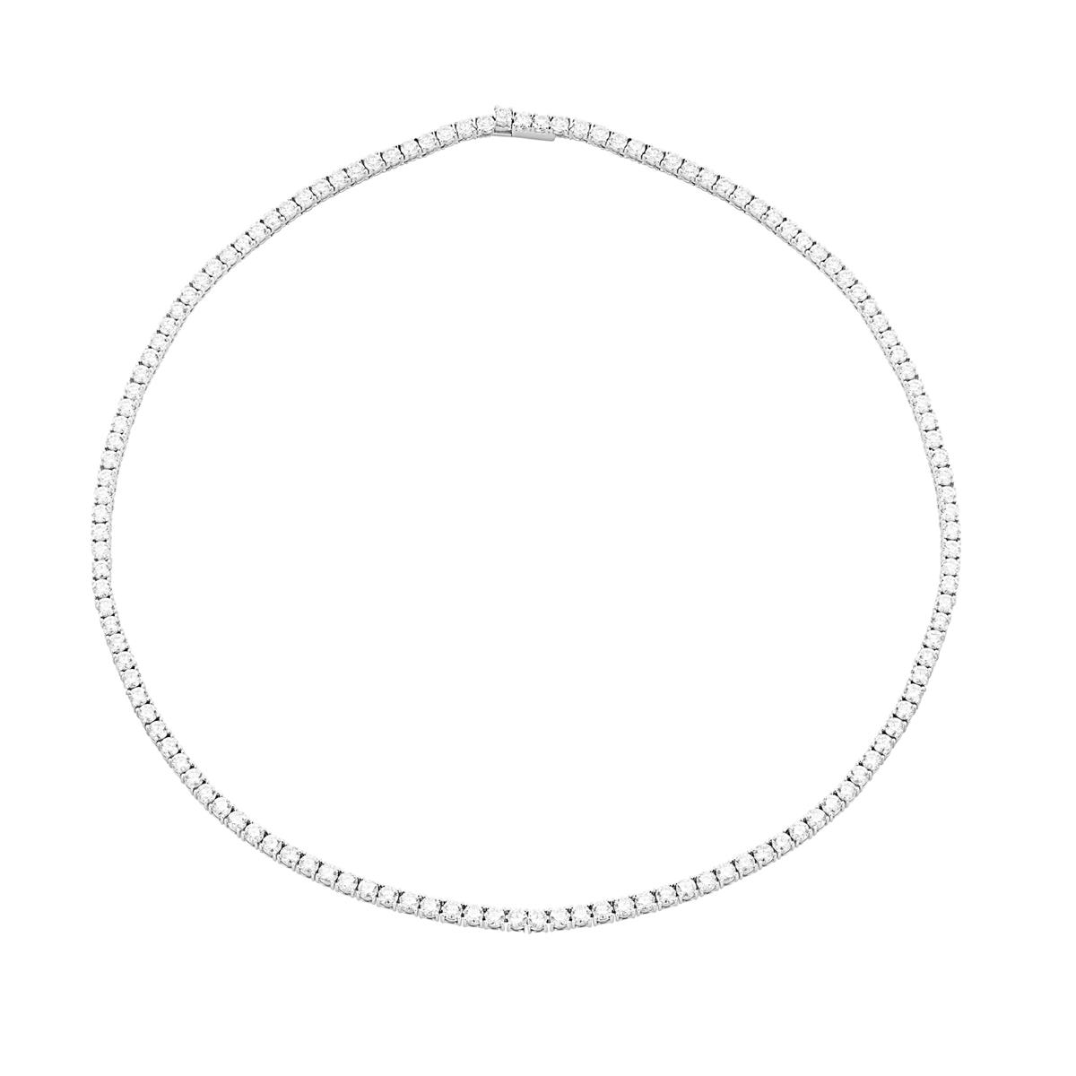 A. Link 18k White Gold Round Diamond Tennis Necklace