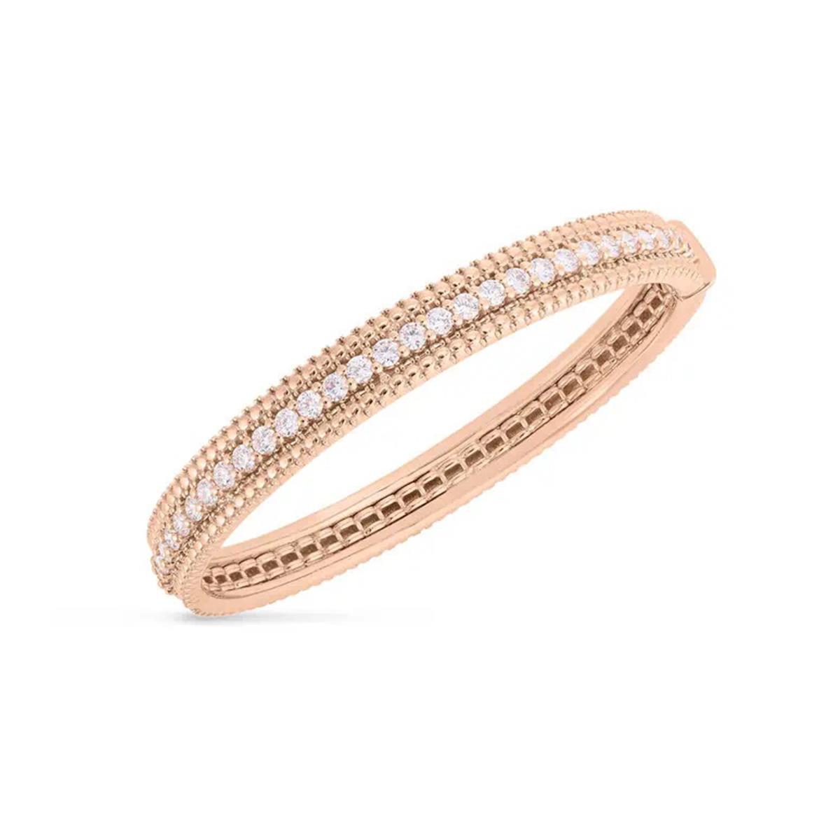 Roberto Coin Siena 18k Rose Gold and Diamond 1 Row Bangle Bracelet
