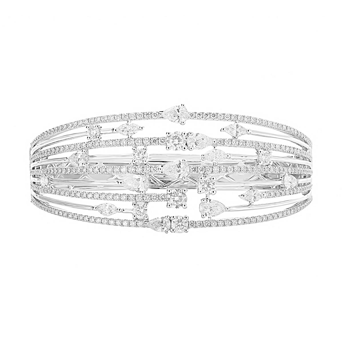 London Collection 18k White Gold 9 Row Diamond Wrap Bracelet
