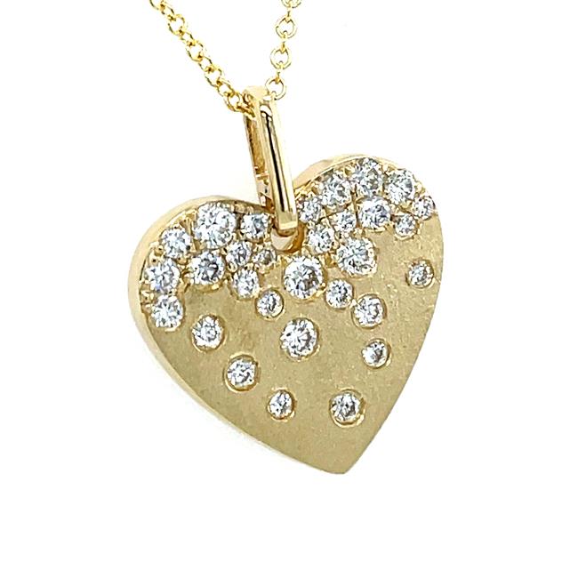 London Collection 14k Yellow Gold Confetti Diamond Heart Necklace