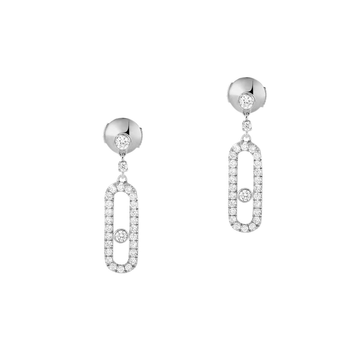 Messika Move Uno 18k Gold Pave Diamond Drop Stud Earrings
