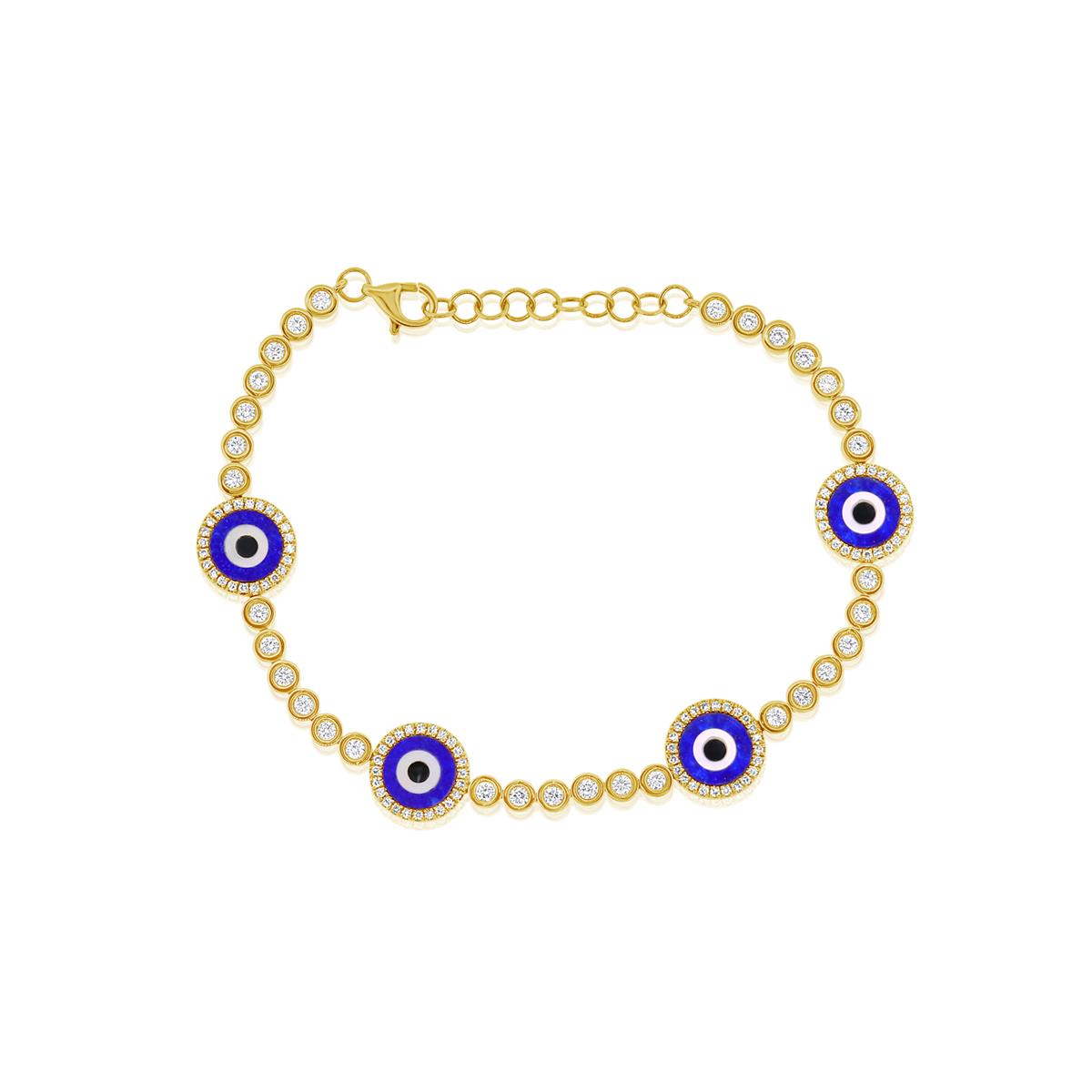 London Collection Yellow Gold Diamond and Lapis Evil Eye Bracelet