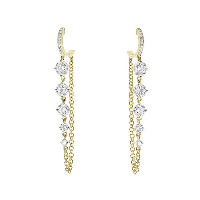 London Collection 18k Yellow Gold Diamond Huggie Dangle Earrings