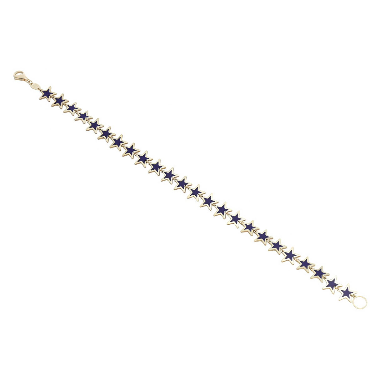 London Collection 14k Yellow Gold 7" Lapis Enamel Star Bracelet