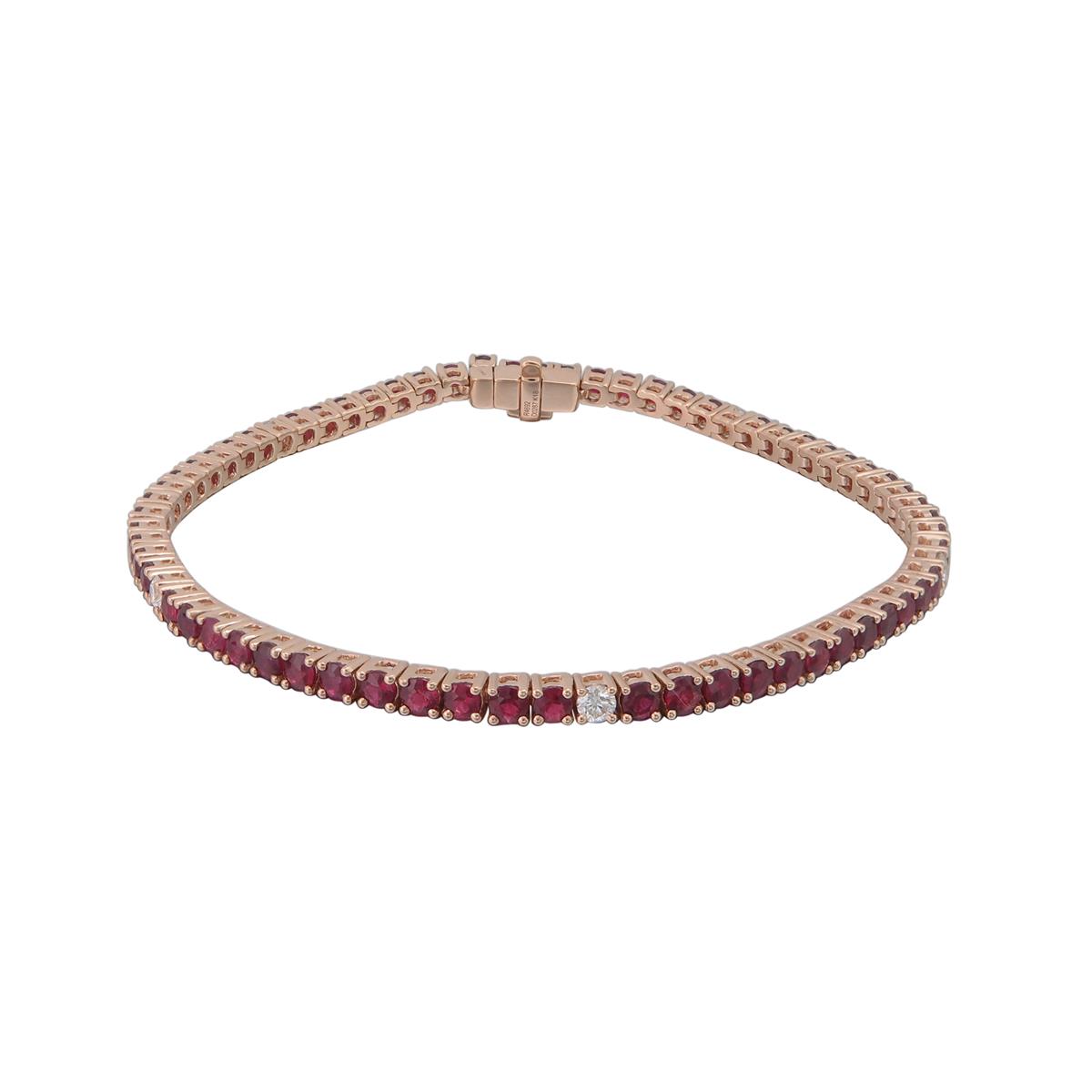 London Collection 18k Rose Gold Ruby and Diamond Tennis Bracelet