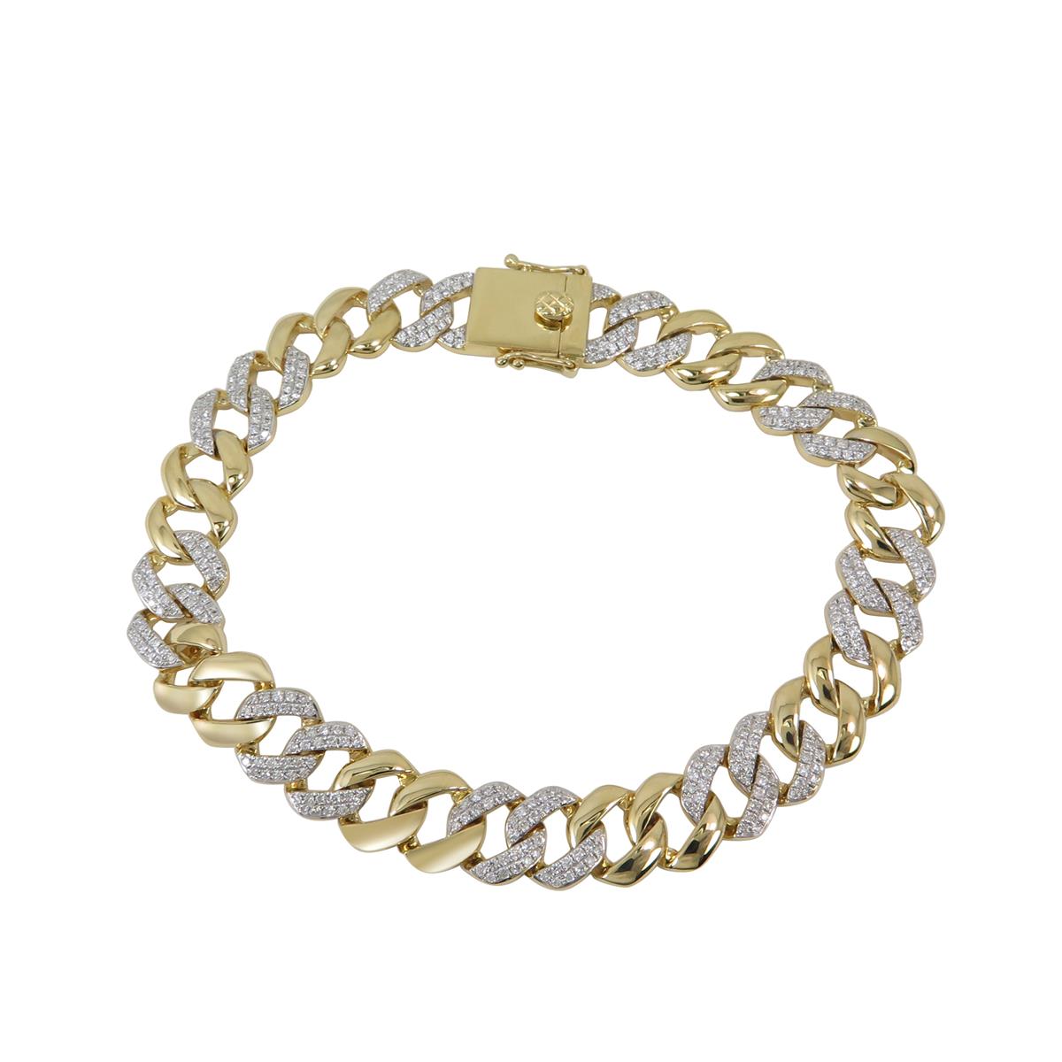London Collection 18k Yellow Gold Pave Diamond Chain Link Bracelet