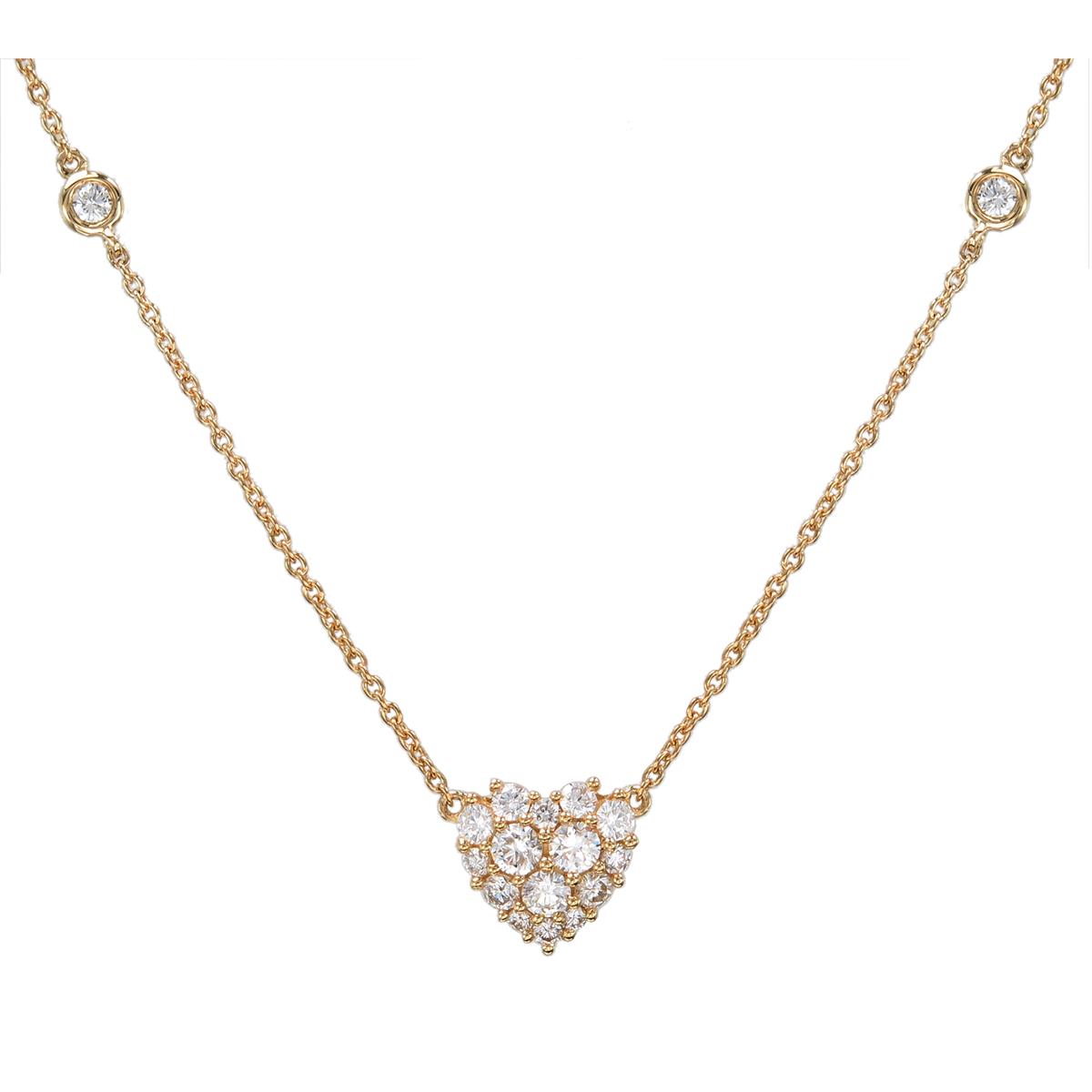 London Collection 18k Rose Gold Diamond Heart Cluster Pendant Necklace
