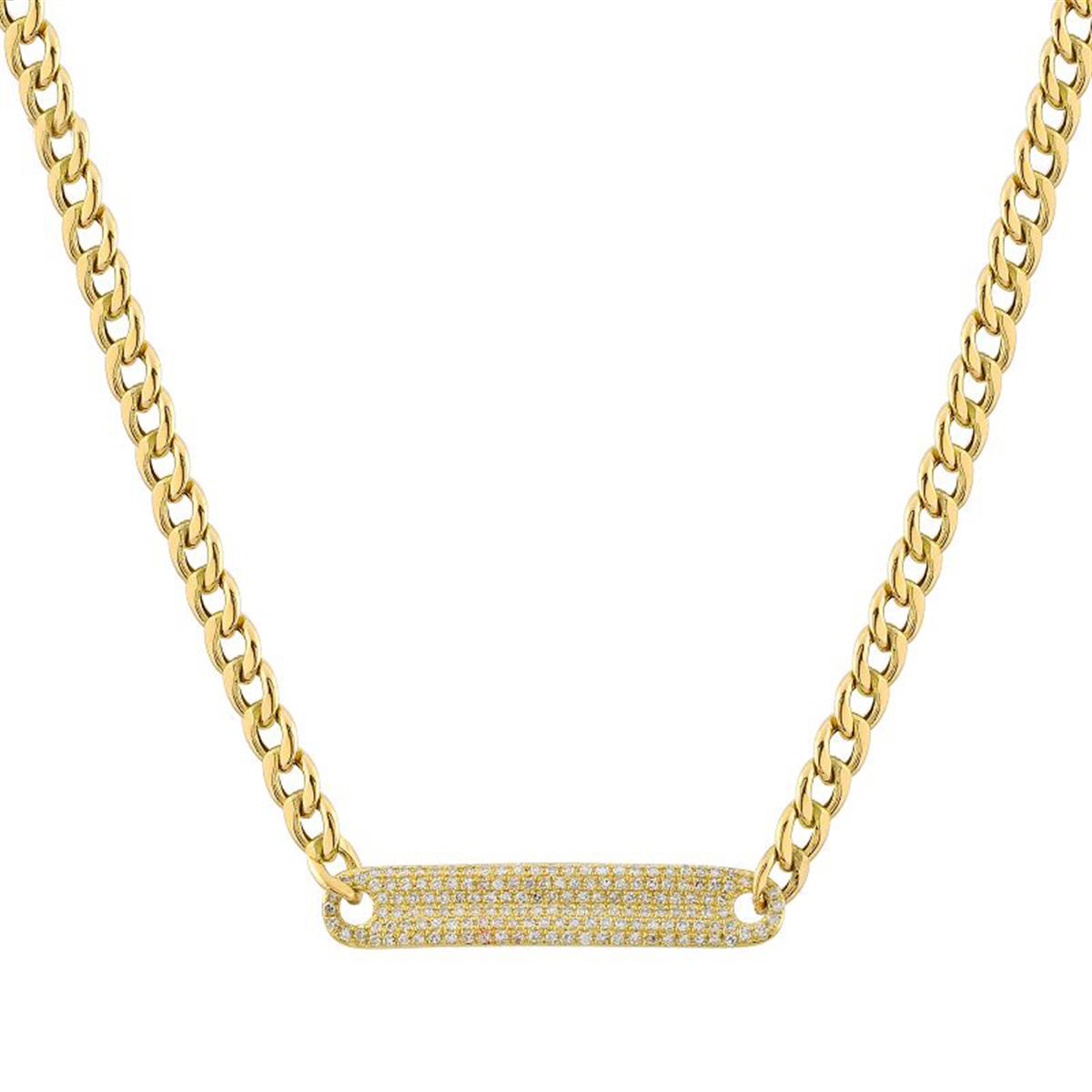 London Collection Yellow Gold Diamond Bar Pendant Necklace