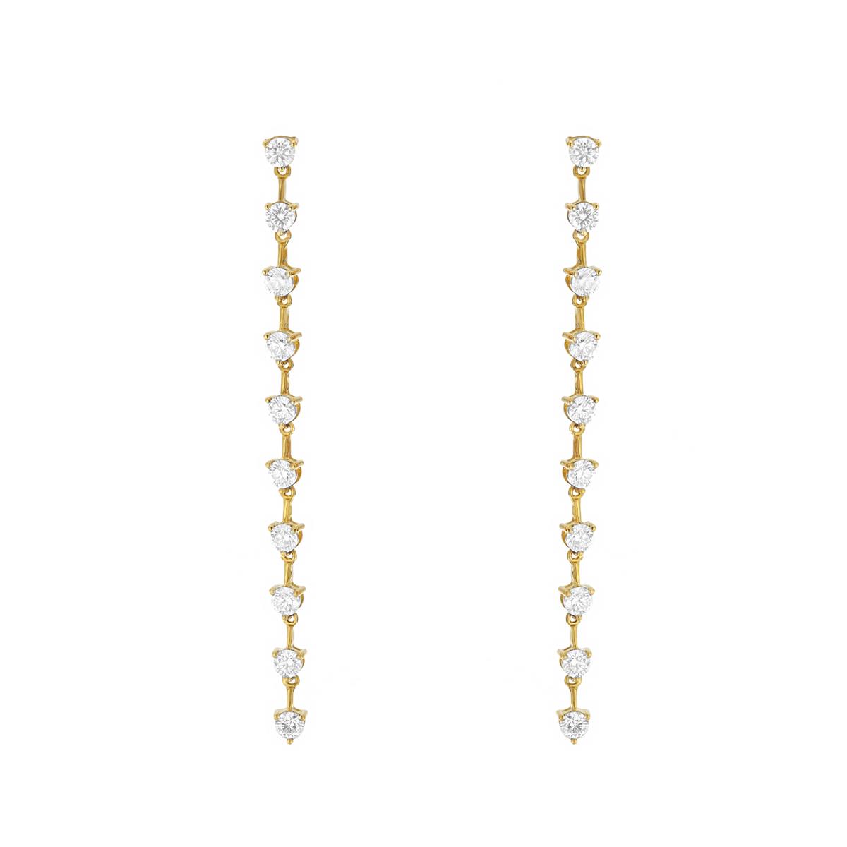 London Collection 18k Yellow Gold Round Diamond Line Earrings
