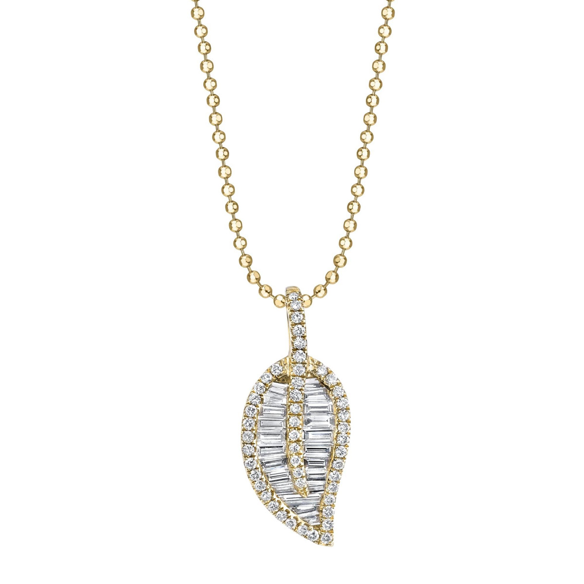 Anita Ko Baguette Diamond Leaf Pendant Necklace