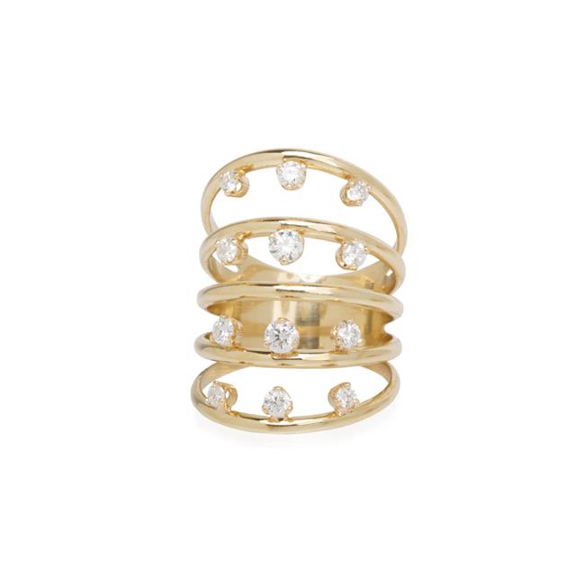 Zoe Chicco 14k Yellow Gold Graduating Diamonds 5 Band Ring