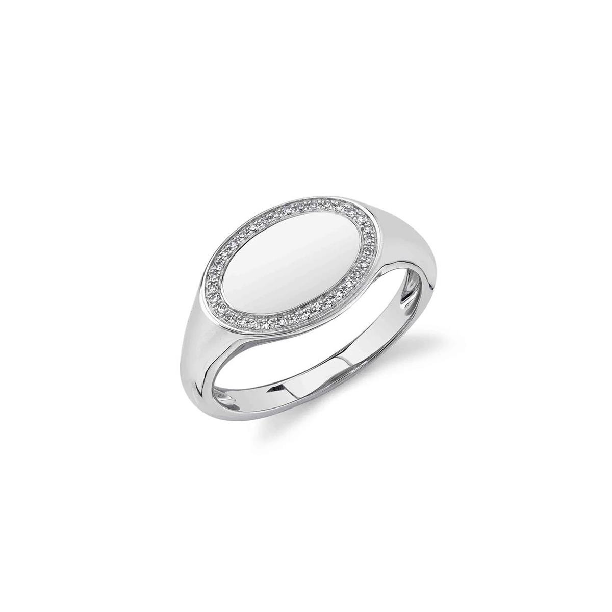 London Collection 14k Gold Pave Diamond Oval Signet Ring