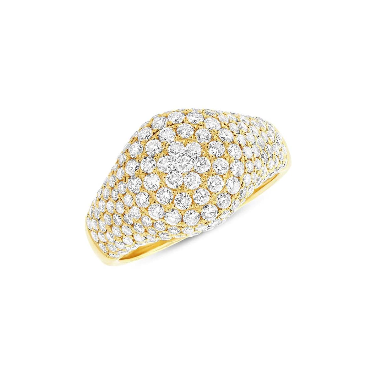London Collection 14k Gold Pave Diamond Signet Ring