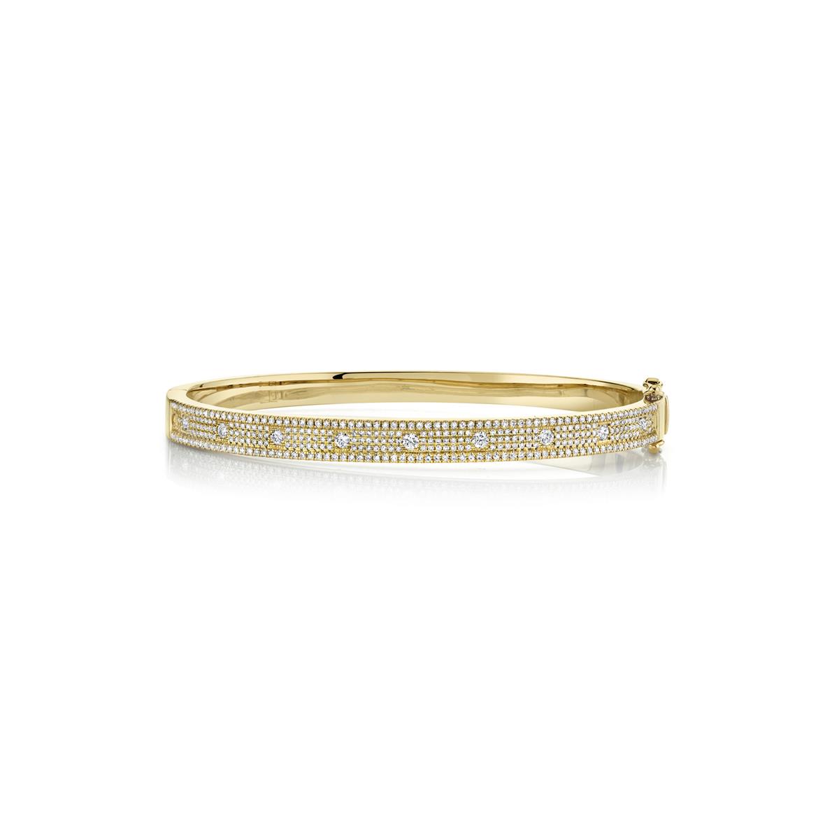 London Collection 14k Gold Pave Diamond Bangle Bracelet