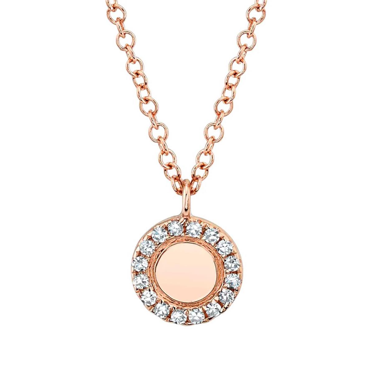 London Collection 14k Gold Pave Diamond Disc Pendant Necklace
